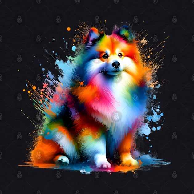 Swedish Lapphund in Vibrant Splash Paint Style by ArtRUs